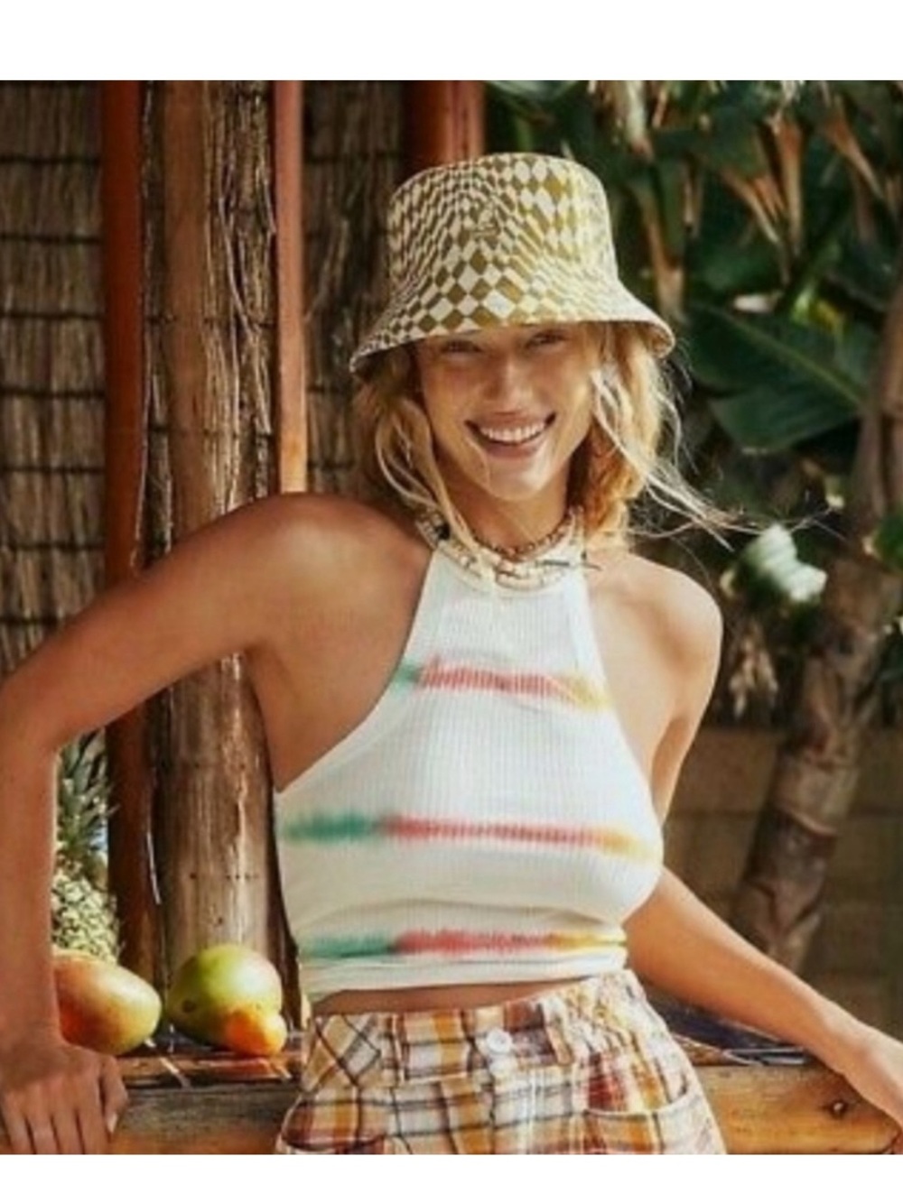We the Free Free People Easy Breezy Tie Dye Striped Ribbed Tank in Size Medium